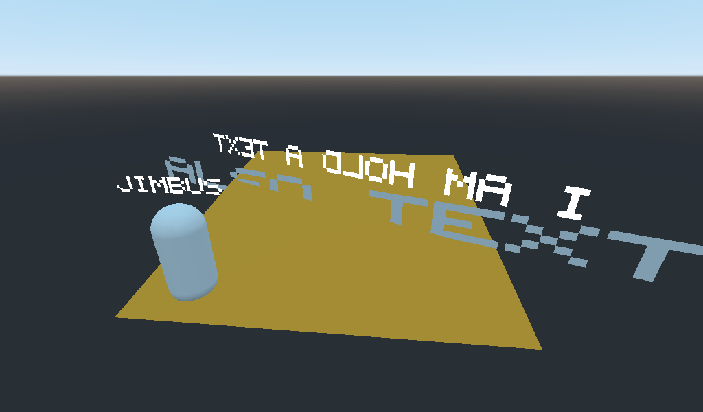 Lunarexxy's tweet photo. Godot doesn't support a 3D Label so I tried making one. It only supports user-made bitmap fonts, and probably has horrible performance, but it sure displays text in 3D space.

Just drag-and-drop onto a node, as it should be. No complicated and buggy 2D-to-3D viewport fiddling. https://t.co/mALZnr1LSe
