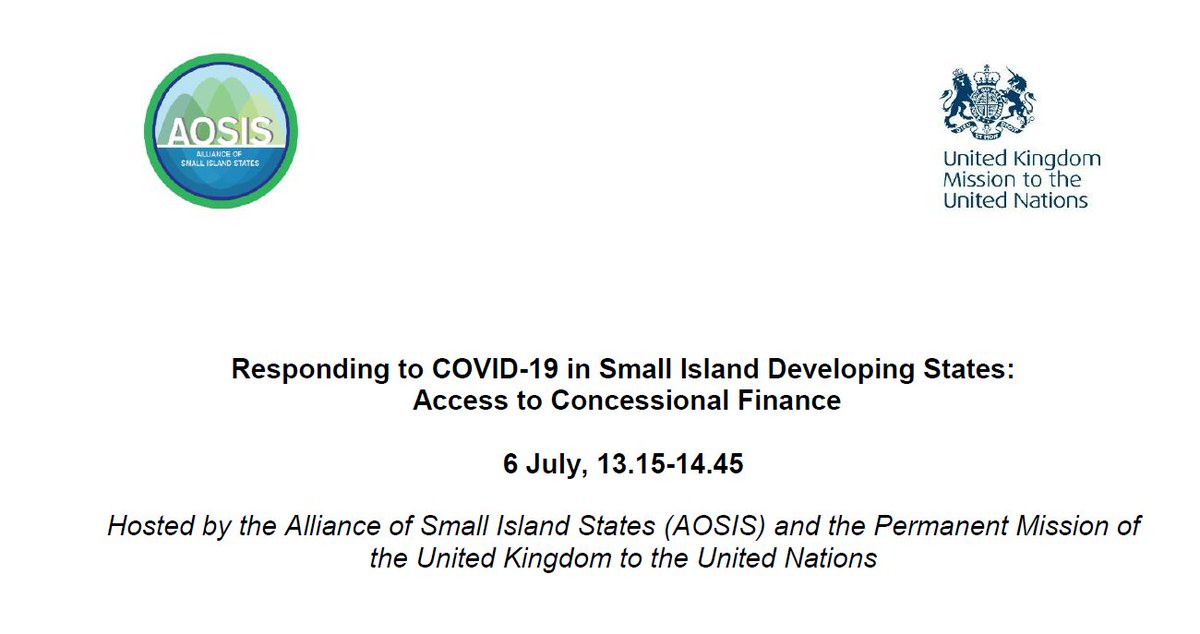 Delighted to co-chair w/ @AOSISChair a lively discussion on SIDS Access to Finance. 🙏@courtenayrat & Elliott Harris for your insightful input. Lots of ideas on MVI, effectiveness and tailored approaches, to take into account the unique vulnerabilities of SIDS. Time for action.