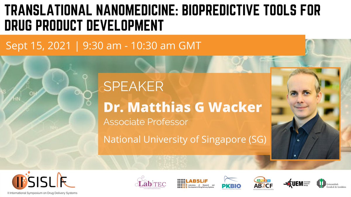 sislif2021's tweet photo. We are very pleased to introduce another speaker, Professor Matthias G. Wacker. @MGWacker is a Associate Professor in the Department of Pharmacy at National University of Singapore. 
Sept. 15th, 2021 | 9:30 - 10:30 a.m. (BRT)
Don't miss out and join us. Link in bio! @TheWackerLab https://t.co/jsFC0UXGIP