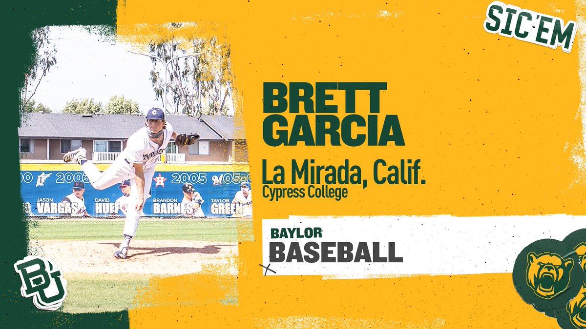 Baylor Baseball (@baylorbaseball) on Twitter photo Welcome to Waco <a href="/BrettG62/">Brett Garcia</a>!! โ๏ธ๐
๐ฐ: baylorbea.rs/3hlItRP
#SicEm ๐ปโพ๏ธ | #BUiltForThis Welcome to Waco <a href="/BrettG62/">Brett Garcia</a>!! โ๏ธ๐
๐ฐ: baylorbea.rs/3hlItRP
#SicEm ๐ปโพ๏ธ | #BUiltForThis