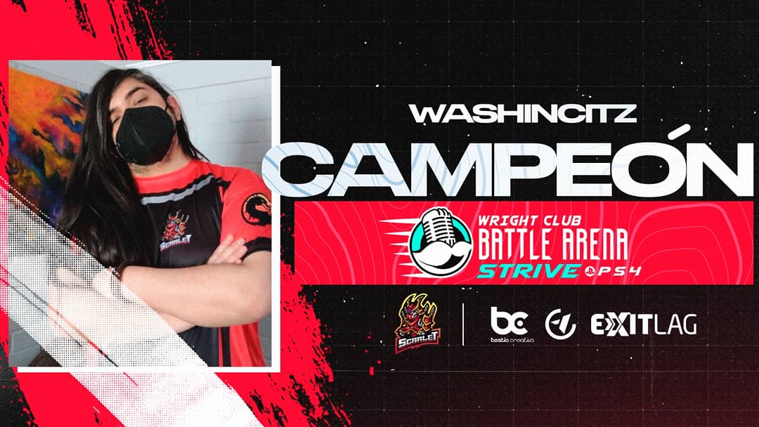 scarlet1oficial's tweet photo. Felicitamos a nuestro querido  Washincitz por su gran logro de ser Campeón en "Wright Club Battle Arena Strive" Guilty Gear de PS4!  Como siempre demostrando su gran habilidad como #Fighter del equipo⚡

#PoderScarlet  #fighter #guiltygearstrive #gamerchile #esports #gaming https://t.co/hFwPLVP625