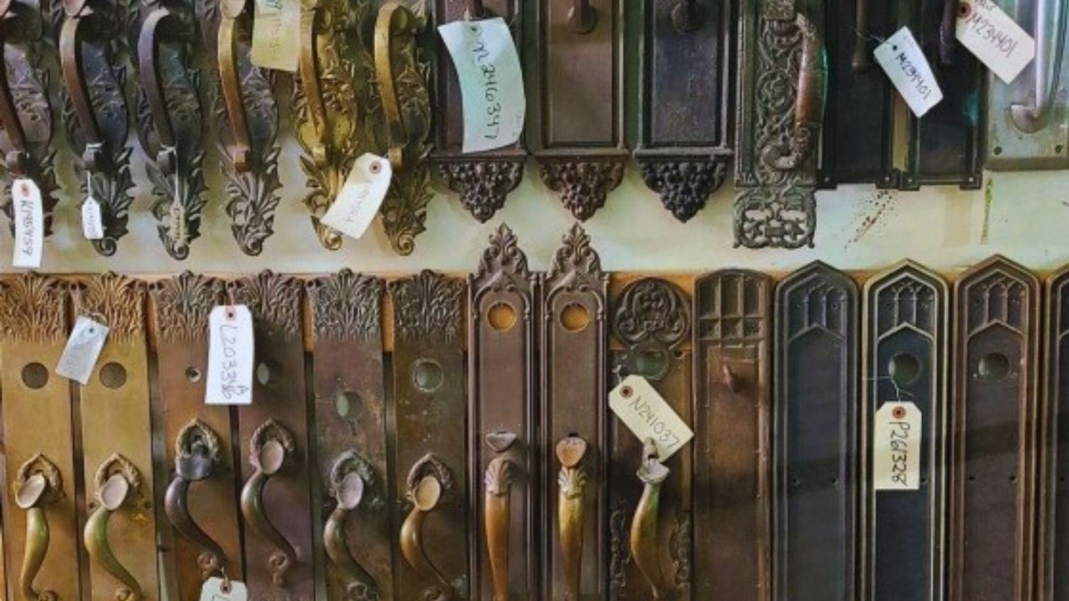 Today's Treasures of the Day is our wall of Antique Entry Door Pull Handles. Over 300 in stock.  All of these can be viewed online at ogtstore.com/antique-door-p….

#doorpull #antiquedoorpull #vintagedoorpull #doorhandles #entrydoorpulls #doorhardware #antiquedoorhardware