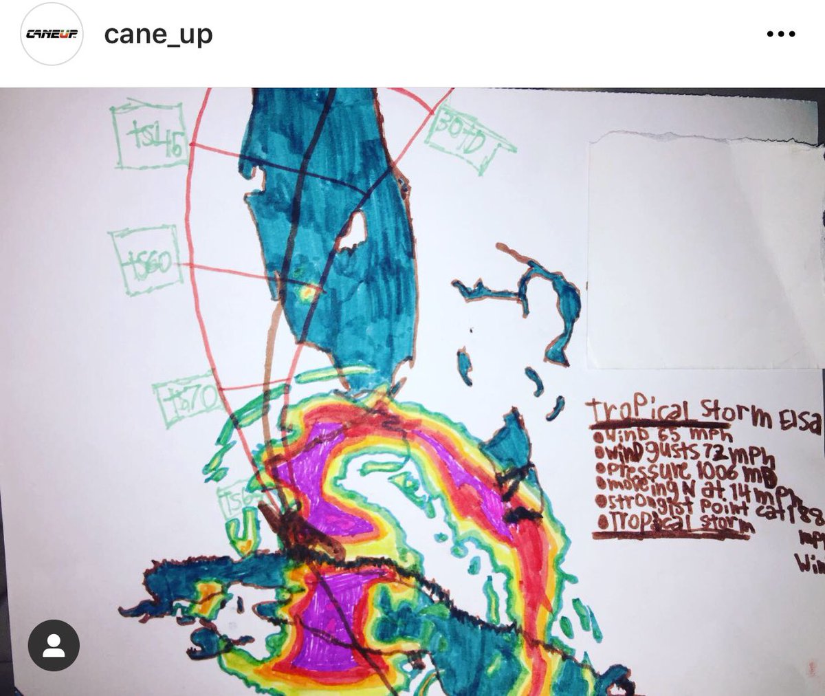CaneUpOG's tweet photo. Here is a submission rendering their interpretation of Tropical Storm ELSA.

She is doing her best to CaneUp™️. 

Follow us all Hurricane Season long for more Art work. 

IF you have questions about products or submitting Art reach out. #CaneUp™️ #CaneUpOG™️#TropicalStormELSA https://t.co/Sj3wdqJRK2