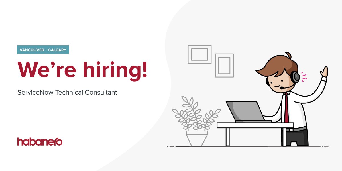 HabaneroConsult's tweet photo. We're looking for a ServiceNow Technical Consultant to join our team! https://t.co/9vZ2cpGPpR https://t.co/8j6Z4WSgPB