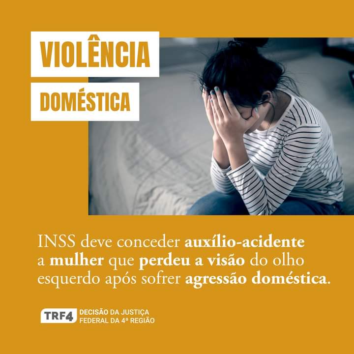 Gerteman's tweet photo. Conforme a decisão, o sentido da expressão “acidente de qualquer natureza” para fins de concessão de auxílio-acidente deve ser considerado de forma ampla, contemplando a situação de violência doméstica.
 
Fonte: TRF 4° Região. 
Imagem: TRF 4° Região. https://t.co/zX3ms6nl1T