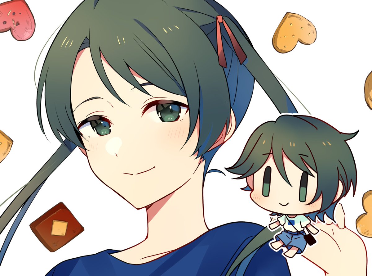 mikuma (kancolle) ,mogami (kancolle) 2girls twintails multiple girls long hair cookie green eyes food  illustration images