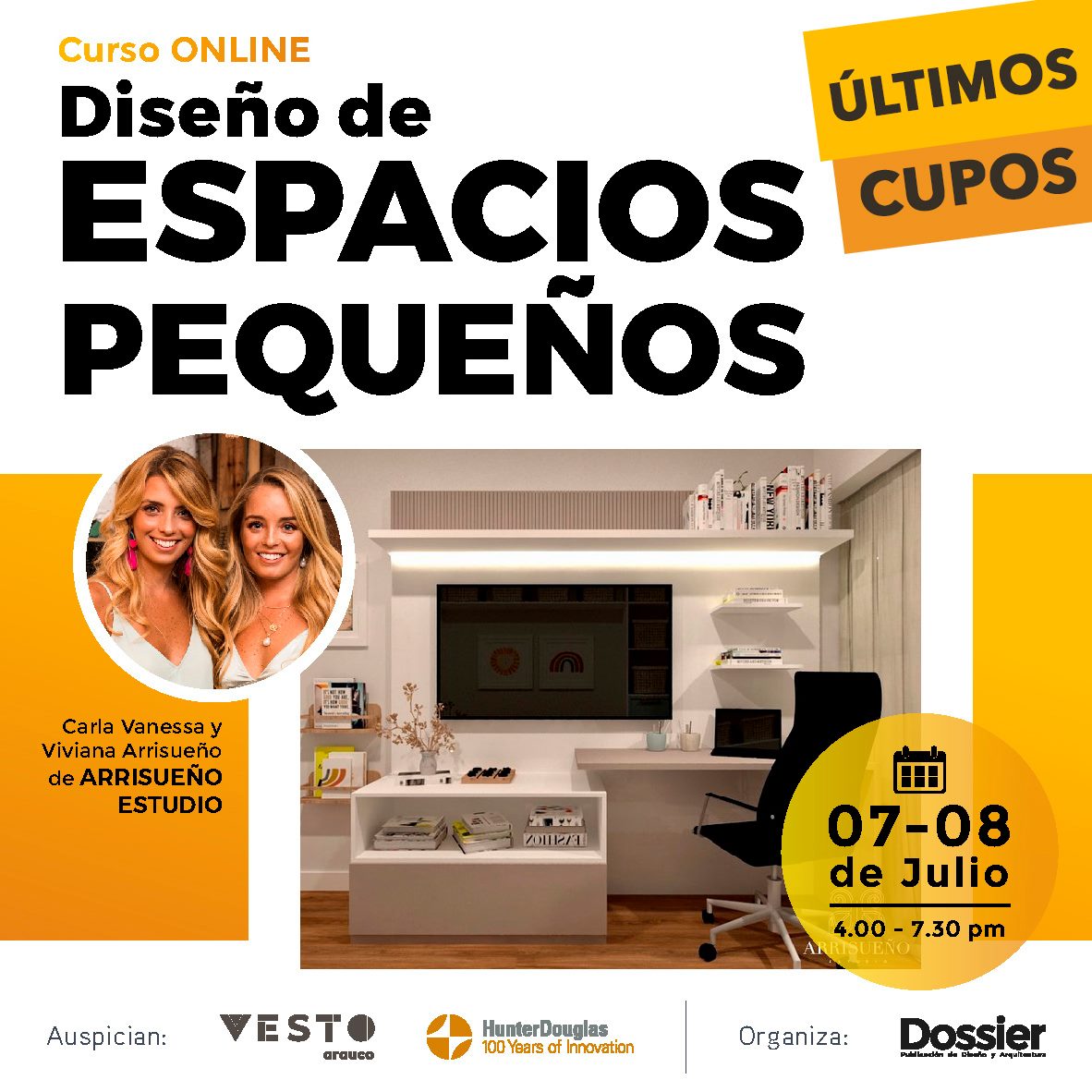expodeco's tweet image. 💥ÚLTIMOS CUPOS 💥
Diseño de espacios pequeños, espacios multifuncionales, muebles y materiales.
👉 Más información AQUÍ ➡ bit.ly/3cTtxrF
Dirigido por: Arrisueño Estudio
✅Días: 7 y 8 de Julio
✅Hora: 04:00 - 7:30 pm
📞Whatsapp► (51-1) 981324180