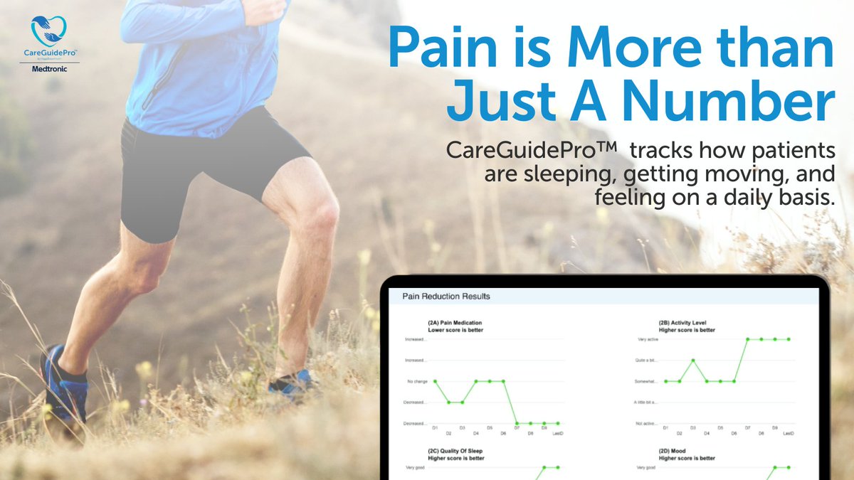 HiggsBosonHlth's tweet image. Pain is more than just a number. It impacts everyday life, such as activity levels, sleep, and mood. 
That&apos;s why #CareGuidePro is designed to check in with #patients to provide physicians with a comprehensive perspective of their patients&apos; #SCS experiences.

#MedicalDevices