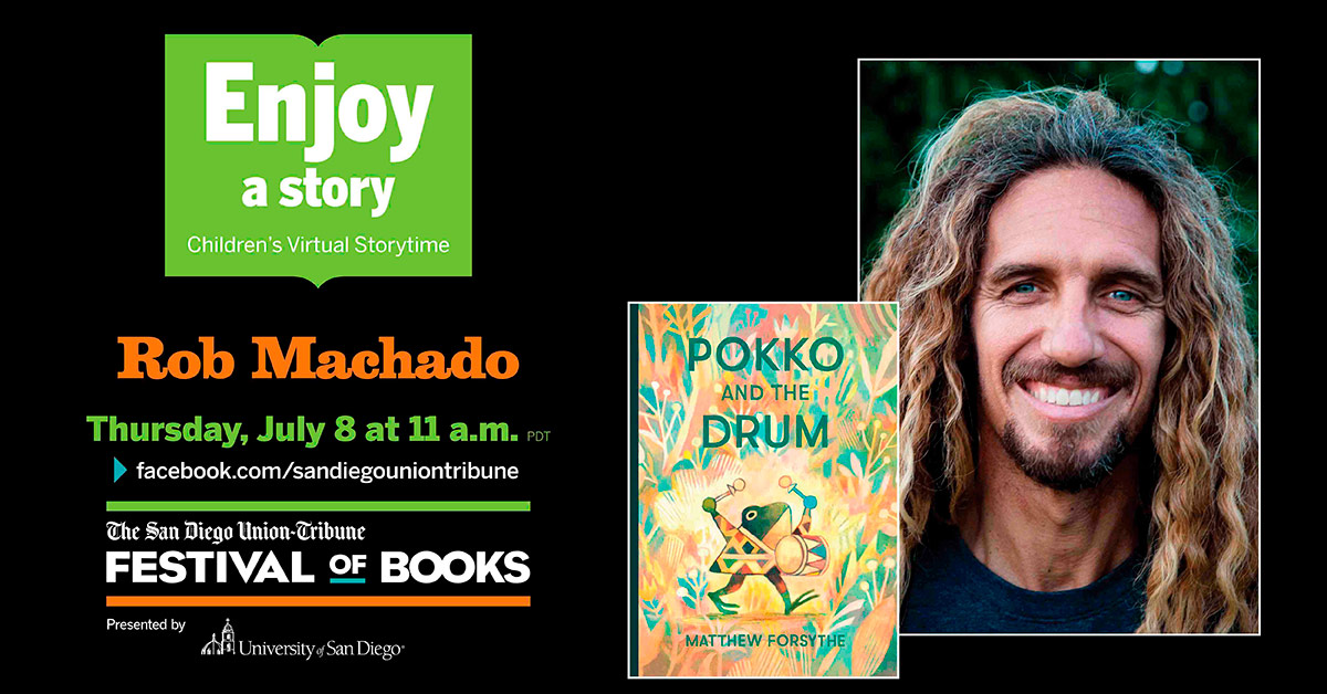 You won't want to miss this! Join us Thursday, July 8 at 11 a.m. PDT for a live Children’s Storytime with professional surfer, Rob Machado. Tune in live on the San Diego Union-Tribune's Facebook. #GrabABook