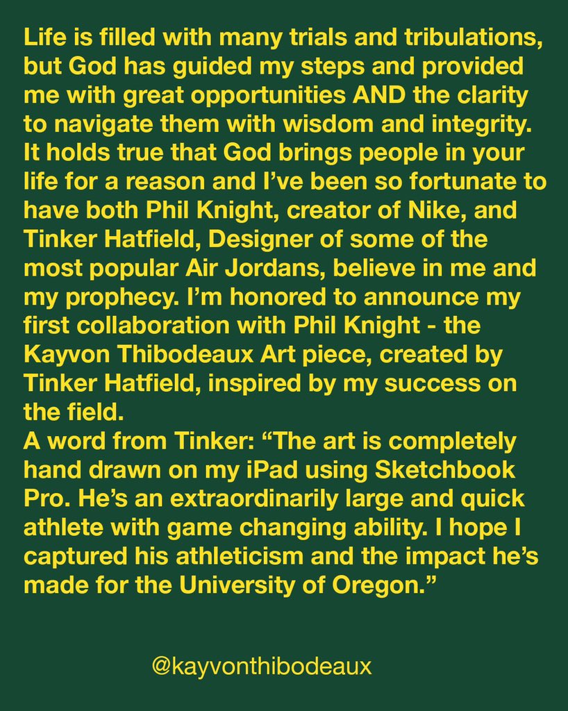 Kayvon Thibodeaux On Twitter I Am Honored To Announce My First Collaboration With Two True Pioneers Phil Knight And Tinker Hatfield Https T Co Cg5qsjf3nd Https T Co 4ree6lza9i Kayvon Thibodeaux On Twitter I Am Honored To Announce My First Collaboration With Two True Pioneers Phil Knight And Tinker Hatfield Https T Co Cg5qsjf3nd Https T Co 4ree6lza9i