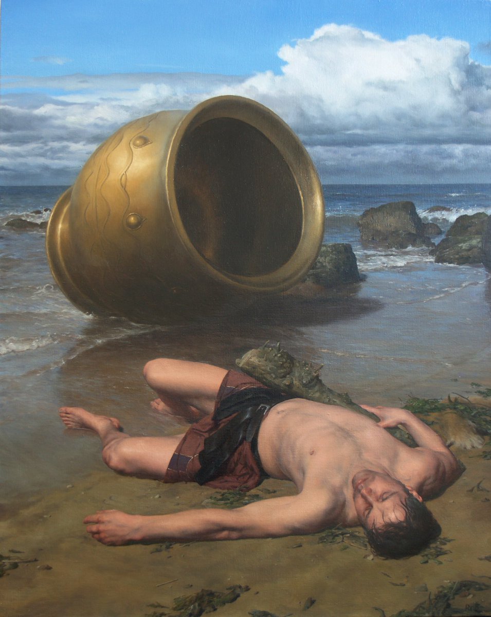 Minotaur_Man's tweet photo. I paint Greek Myths. These four are oil on canvas.  #FixTheAlgorithm https://t.co/k0NvyJ0IKP