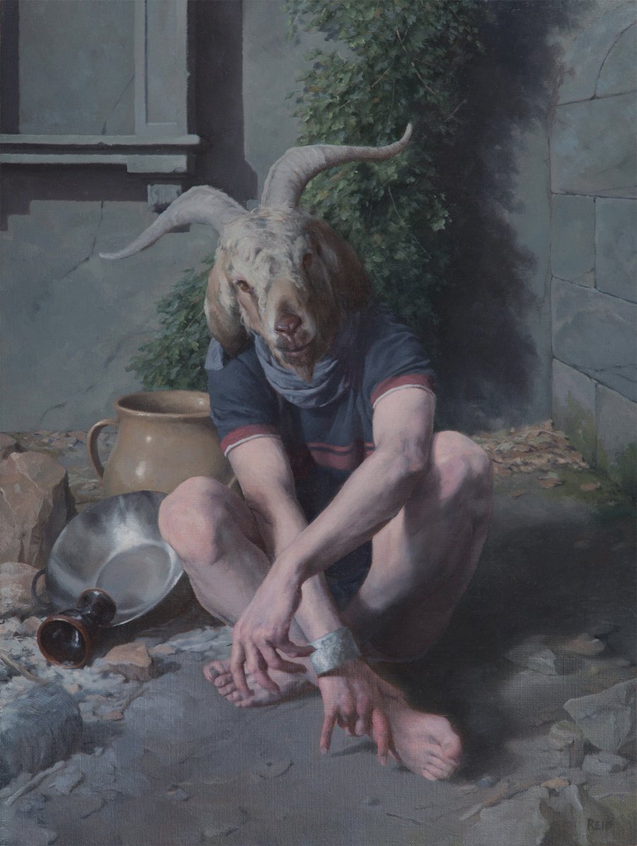 Minotaur_Man's tweet photo. I paint Greek Myths. These four are oil on canvas.  #FixTheAlgorithm https://t.co/k0NvyJ0IKP