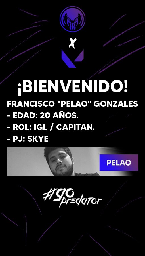 PredatorGGaming's tweet photo. ⚜️ @PelaoQLOOO ⚜️ 

💠 Capitan | IGL 

BIENVENIDO ❤️ https://t.co/2ycoGLfaqs
