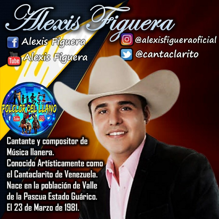 🇻🇪➡ Siempre apoyando a los grandes artistas de nuestra #MusicaLlanera ➡ Aquí le presentamos al cantautor Guariqueño Alexis el <a href="/cantaclarito/">Alexis Figuera</a> 
#JoropoLlanero 
#folclordelllano 
#padrotesllaneros