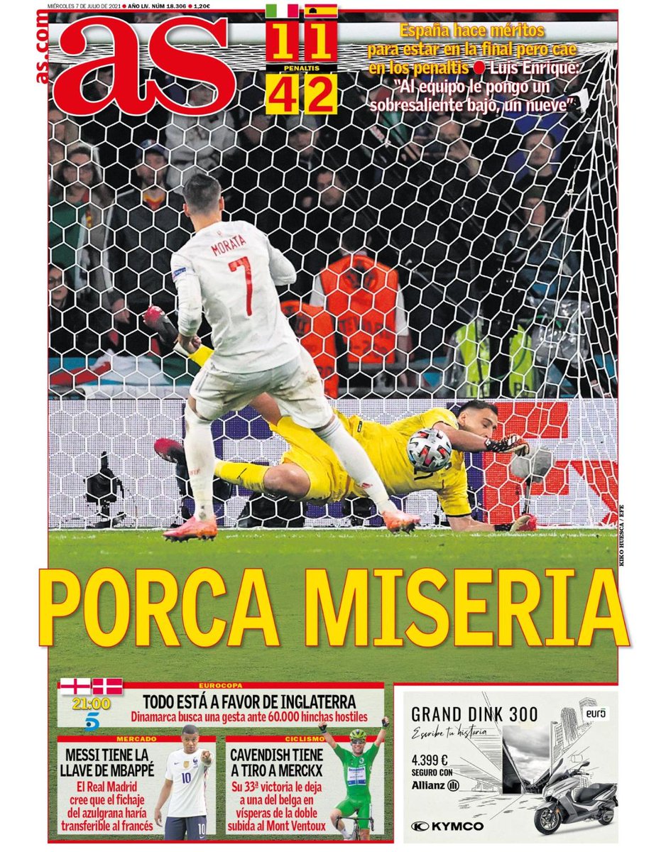 📰 PORCA MISERIA 
📆 Esta es nuestra #portadAS de hoy, 7 de julio