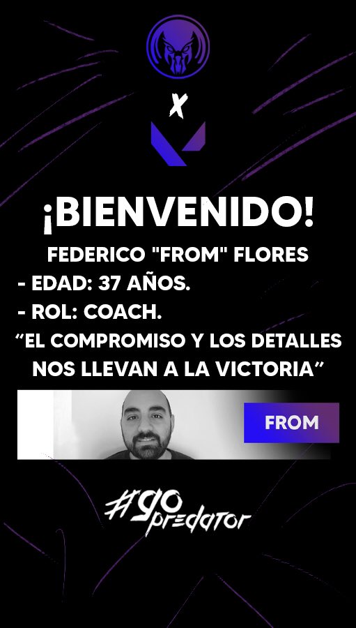 PredatorGGaming's tweet photo. 🏆 @_fROM014 🏆 

💠 Entrenador | Coach 

BIENVENIDO ❤️ https://t.co/h9xr9E03pD