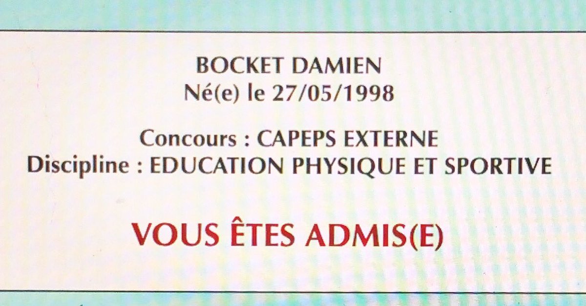 BocketDamien's tweet image. L’accomplissement d’un rêve que j’ai depuis mon entrée au collège… 🤩 #CAPEPS #CAPEPS2021 #ProfEPS #EPS #Objectif