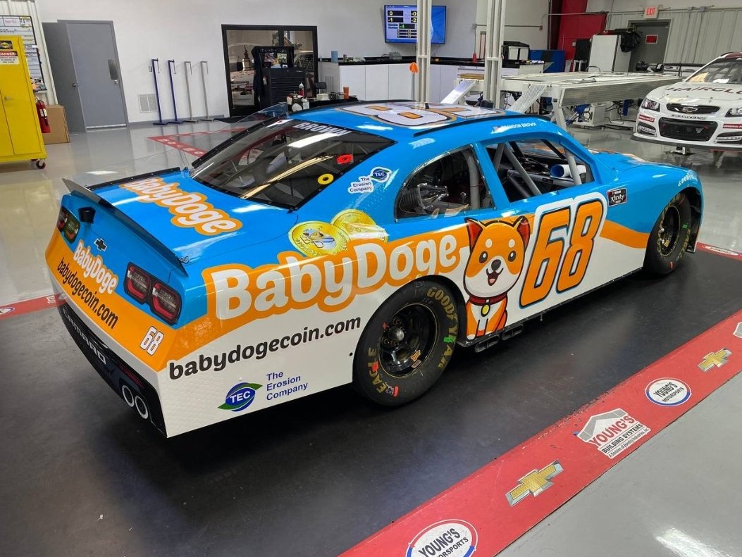 Meipilyn's tweet photo. @CoinMarketCap BABY DOGE IS GOING TO BE RACING IN NASCAR INFINITY SERIES ! 🏁🏁🏁🏁🏁🏁🏁🏁 WE WILL BE ON TV THIS WEEKEND! So baby doge will be racing WITH father doge. https://t.co/hvlgJBLq4v https://t.co/wM42cWaNOB