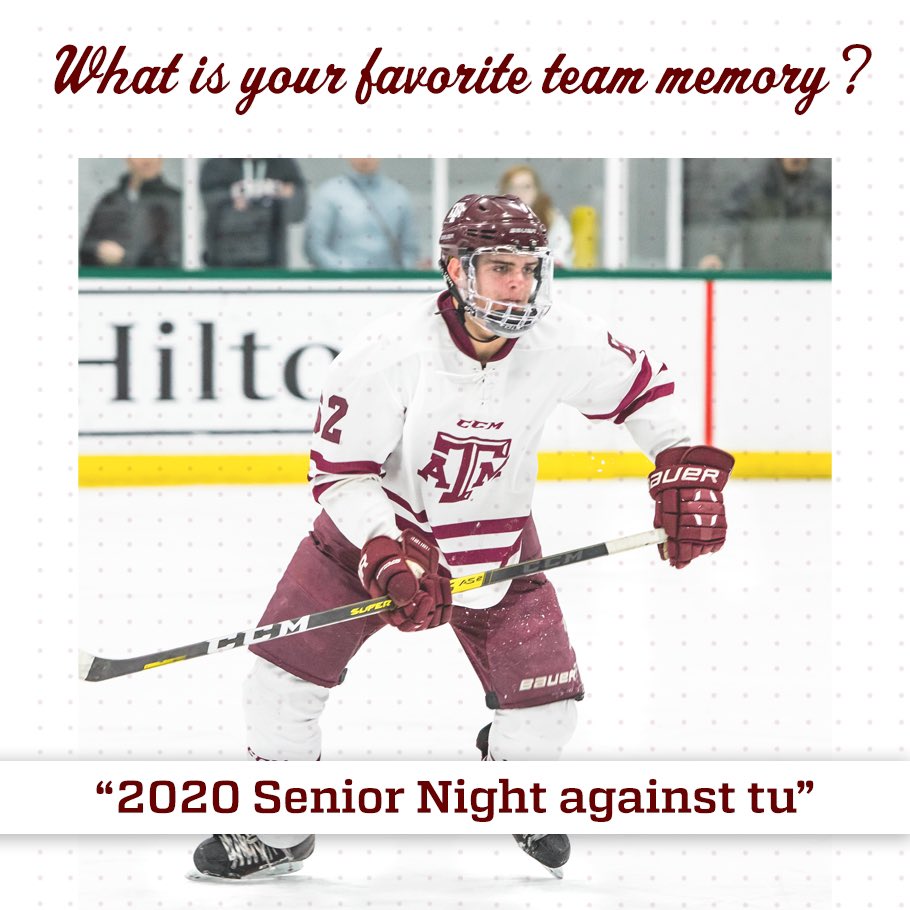 tamuicehockey's tweet photo. Player Spotlight Incoming! TAMU hockey president Jacob Norwood is a senior majoring in Sports Management. Entering his fourth year with the team, Norwood has been a huge part of the defensive core using his size to his great advantage! #TAMUhockey #RunItBackpt2 https://t.co/7lZZ4Kbs1A