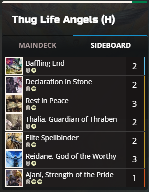 Yoyo <a href="/mtgazone/">MTG Arena Zone</a> <a href="/fireshoes/">Robert Taylor🔥</a> <a href="/GamertagMythras/">Mythras</a>  Fast and EZ Mythic this month ;P guess the deck... shure Angels 👼👼👼 this time i cut a land and add a baffling end because i was manascrewed to often.
and 2 rest in peace in the side are enought i think i´ll switch that for something.