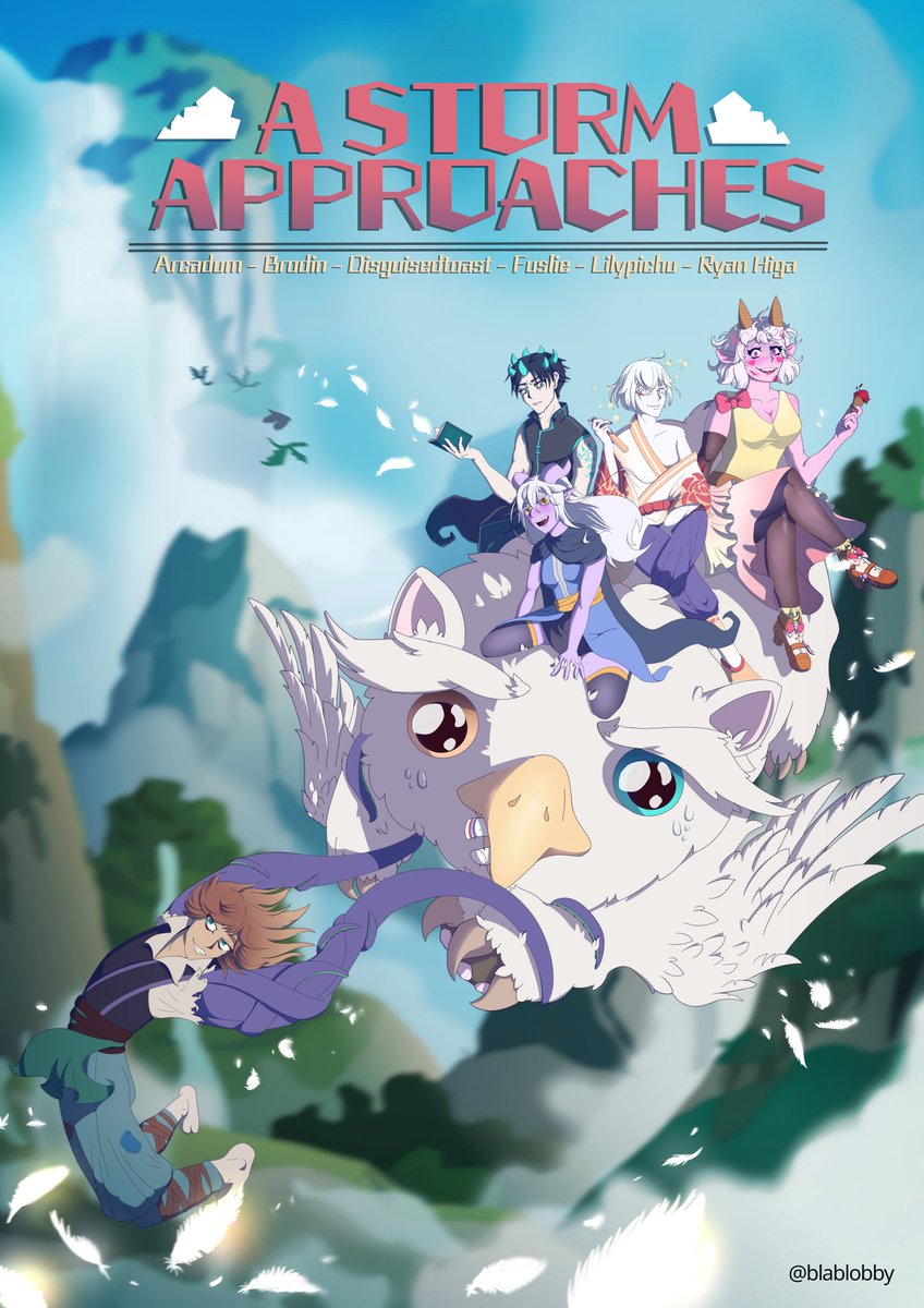 blablobby's tweet image. A Storm Approaches poster thingy (added in bebe dragons last minute)
@GloriousArcadum @brodinplett @DisguisedToast @fuslie @LilyPichu @TheRealRyanHiga