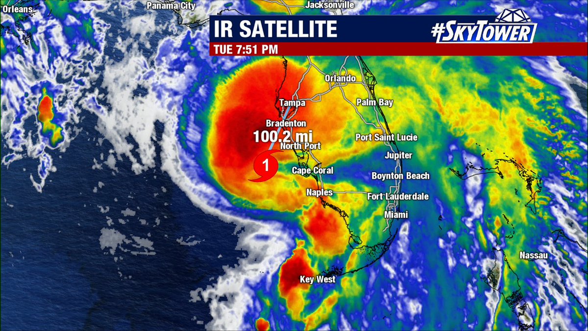 TylerWREG's tweet photo. #Elsa now a hurricane about 100 miles SW of #Tampa. This doesn't really change the expected impacts. Going to be pretty rough along the coast, especially Tampa Bay northward, later this evening and overnight. #flwx https://t.co/9FHWxuLbR5