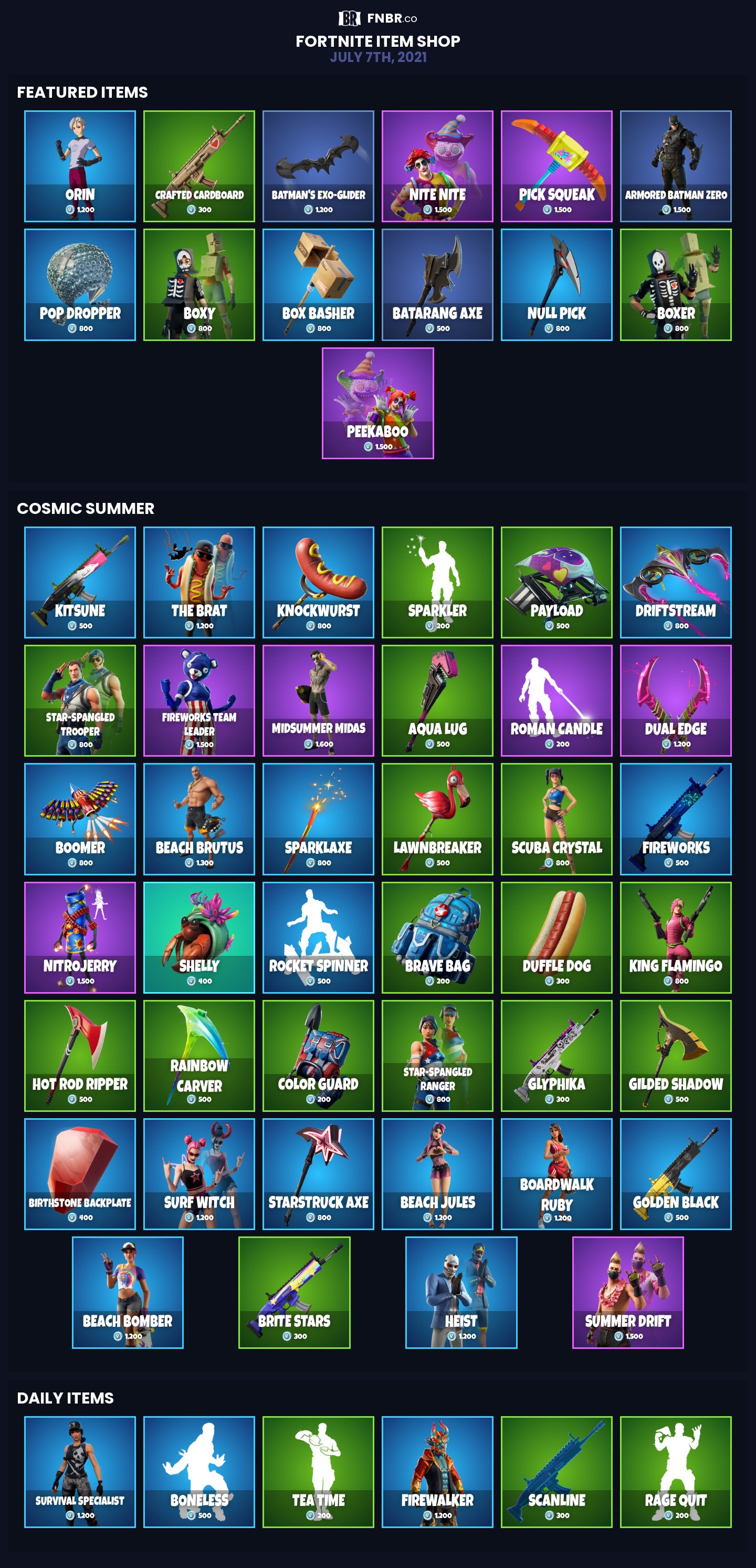 Fnbr Co On Twitter Fortnite Item Shop For July 7th 2021 Https T Co Nxpckxmqqb Set Personalised Reminders On Our Ios App Https T Co 2kmeb0k4z0 Https T Co Ibkwyx8o1n Twitter