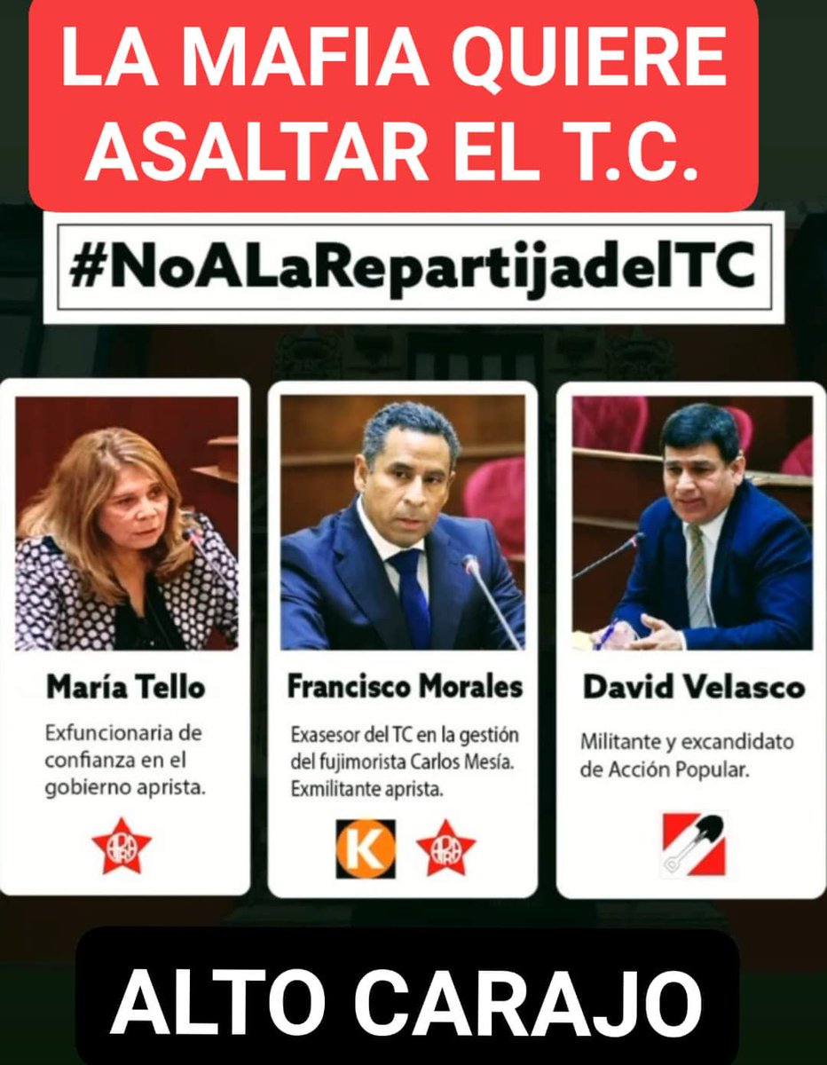 Pablopeamore1's tweet photo. @f_ugaz @lescribas No tienen la. Moral. Pará estar Como Magistrados del tc https://t.co/qQN74QUFL3