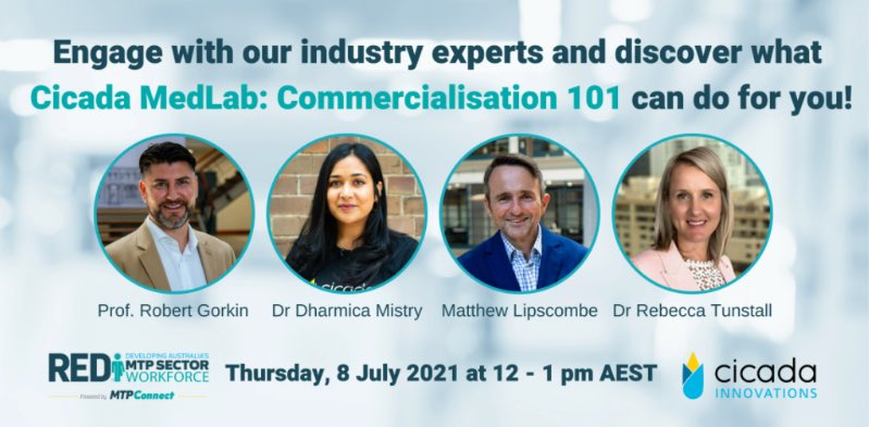 Join <a href="/MTPConnect_AUS/">MTPConnect</a> Senior Director of Stakeholder Engagement and #REDI Committee Co-Chair, Dr <a href="/BecTunstall/">Bec Tunstall</a> at <a href="/CicadaInnov/">Cicada Innovations</a> <a href="/_medlab/">Cicada Medtech</a> 8 July to learn how #MTPConnect supports people as they #commercialise their #medtech or #biotech ideas 💡 Register NOW!