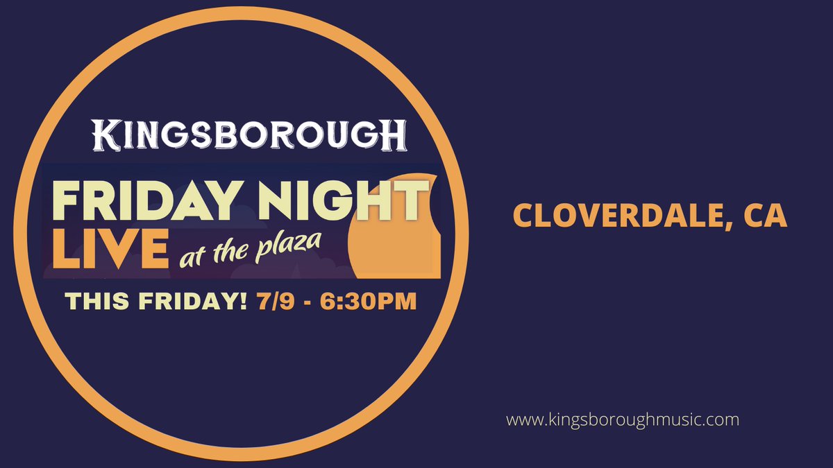 thekingsborough's tweet photo. Giddy Up! We're stoked to be rocking Cloverdale Friday Night Live Music Series this Friday 7/9 at 6:30pm! Come on out! https://t.co/SVvomxSffS