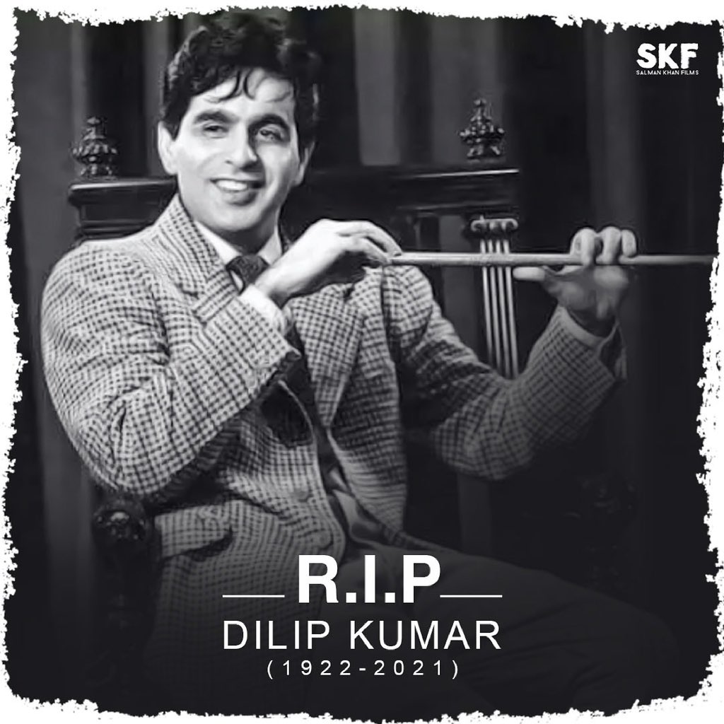 Rest in peace, Sir! #DilipKumar #DilipSaab #RipDilipKumarSahab #DilipkumarRIP #WednesdayMotivation #sadquote