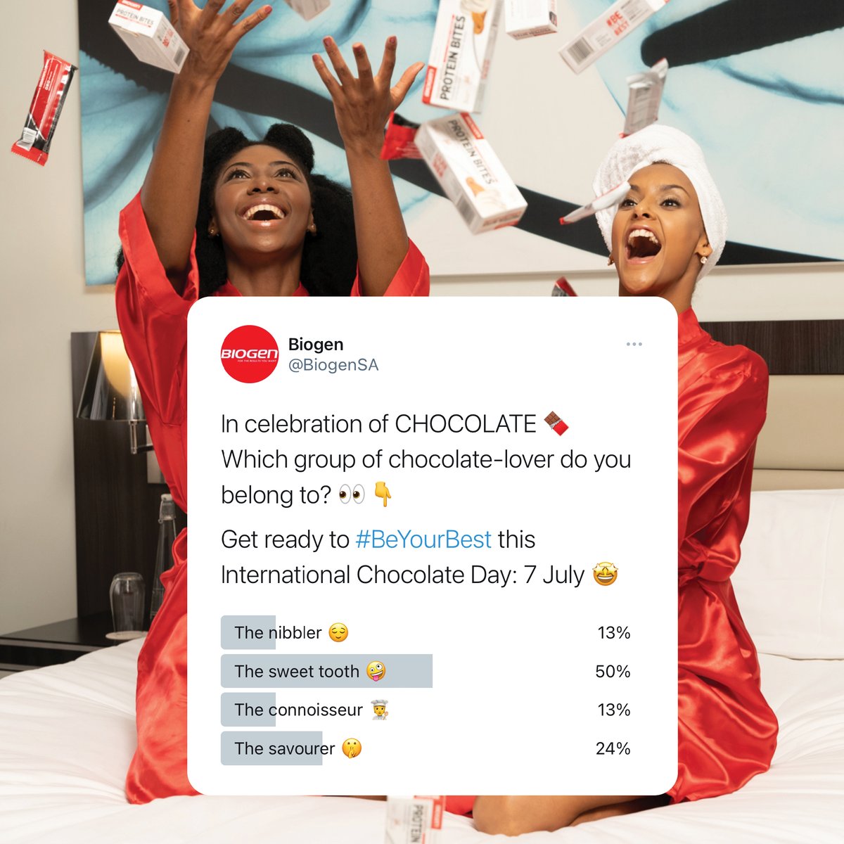 HAPPY INTERNATIONAL CHOCOLATE DAY! 🍫 
Go on, #BeYourBest &amp; treat yourself to your favorite #Biogen chocolate treat - or 4 🤪 🙌

#Biogen #internationalchocolateday #fortheloveofchocolate