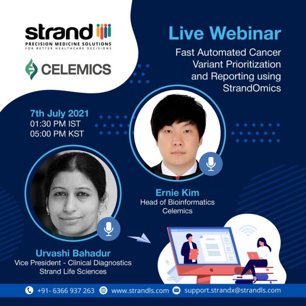 StrandLife's tweet photo. Last Chance to Register for our Webinar!!
@Celemics
https://t.co/6mSBrxCWXP
#webinar #automated #cancer #variant #reporting #StrandOmics #bioinformatics #NGS #sequencing #secondaryanalysis #tertiaryanalysis #oncoresearch #oncology #oncogenetics #genetics #bioinfo #biotech https://t.co/WrEHjRQv82