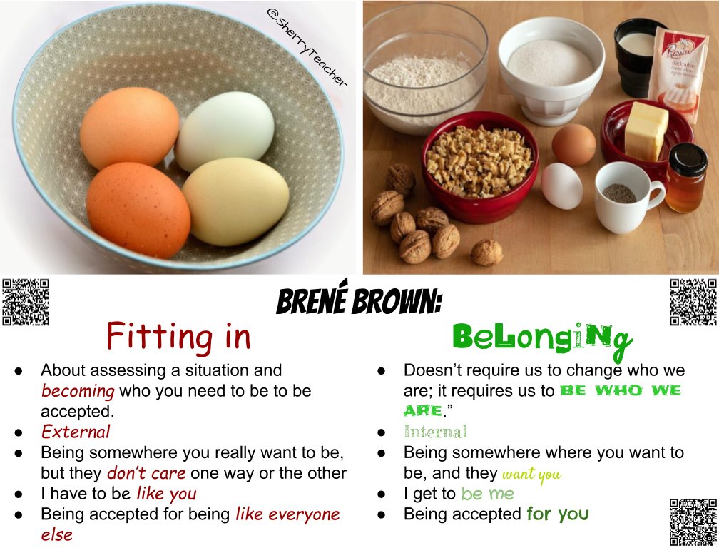 Thanks for sowing a seed <a href="/ValentinaESL/">🌍 Dr. Vαℓєηтιηα Gσηzαℓєz ♥️🙌🏽</a> and thanks for the research <a href="/BreneBrown/">Brené Brown</a> We cannot settle for "fitting in"... we deserve #Belonging
