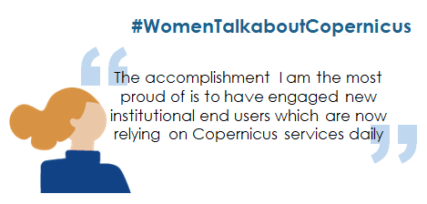 Many #WomeninCopernicus are #proud of their job💪and work close to the users #UserUptake #LRAs #CopernicusServices #worksatisfaction
🙂Tell us about the professional achievement you are most proud of ⤵️
source : WiC survey, 2020