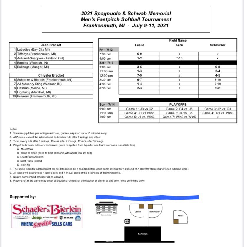 MichiganFP's tweet image. Frankenmuth Spagnuolo and Schwab Memorial Tournament Schedule