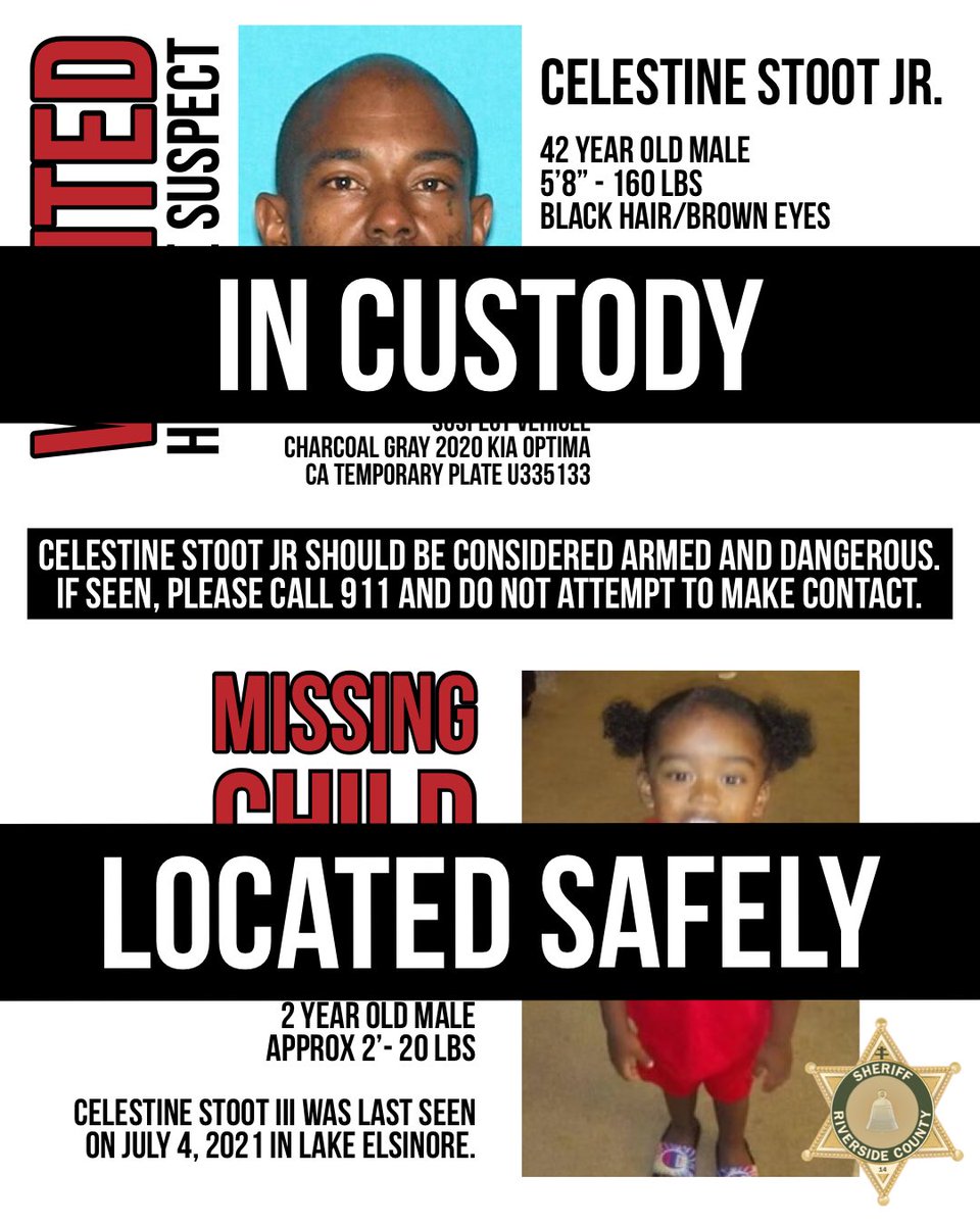 Update 1:On 7/6/21 around 5:45PM Suspect Stoot &amp; his 2 year old son were loc...
