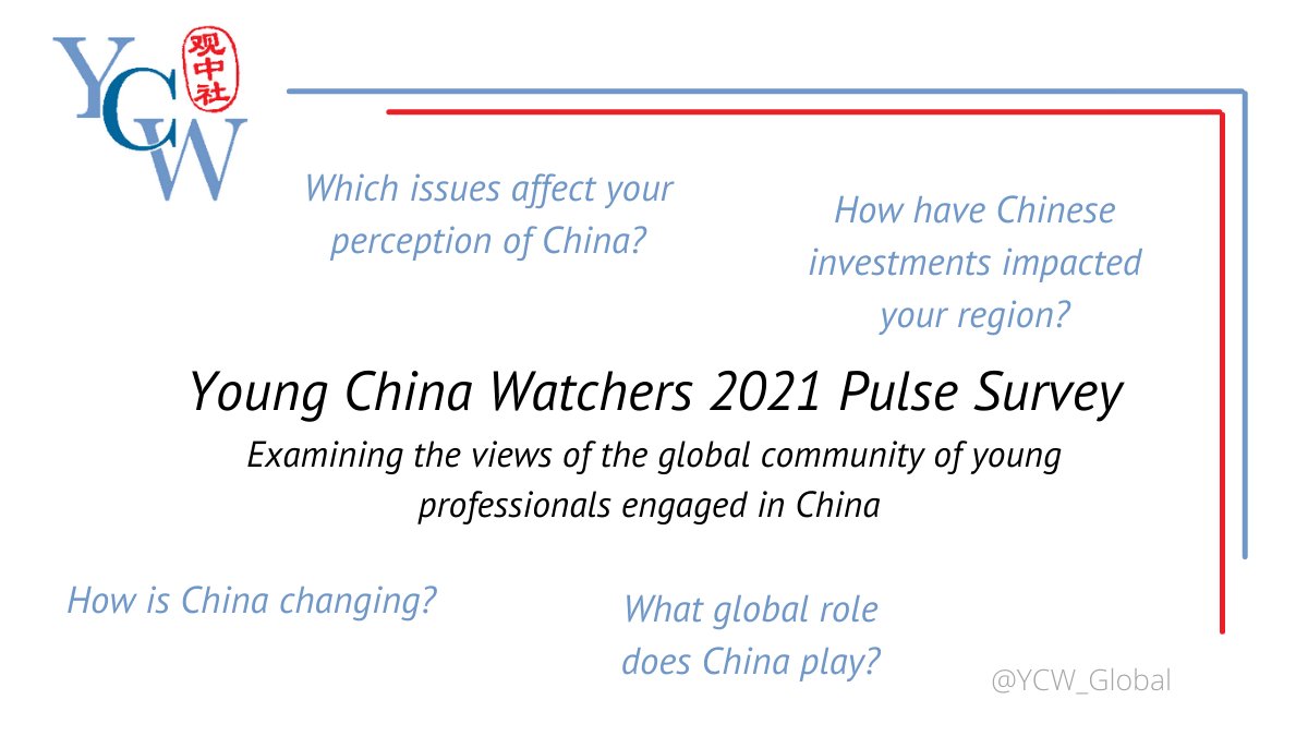YCW_Global's tweet photo. Are you a #YoungChinaWatcher? We want to get to know your views! Tell us in our 2021 YCW Pulse Survey - now live!
Join the survey &amp; share your views: https://t.co/nRlriWlxTD

#YCWPulse2021 https://t.co/EfWuvpGTQw