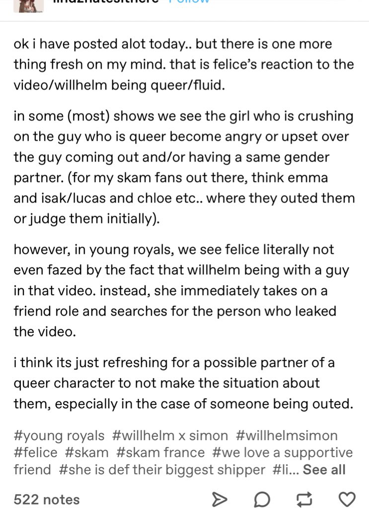 iwtvldl's tweet image. tumblr posts appreciating Felice #YoungRoyals