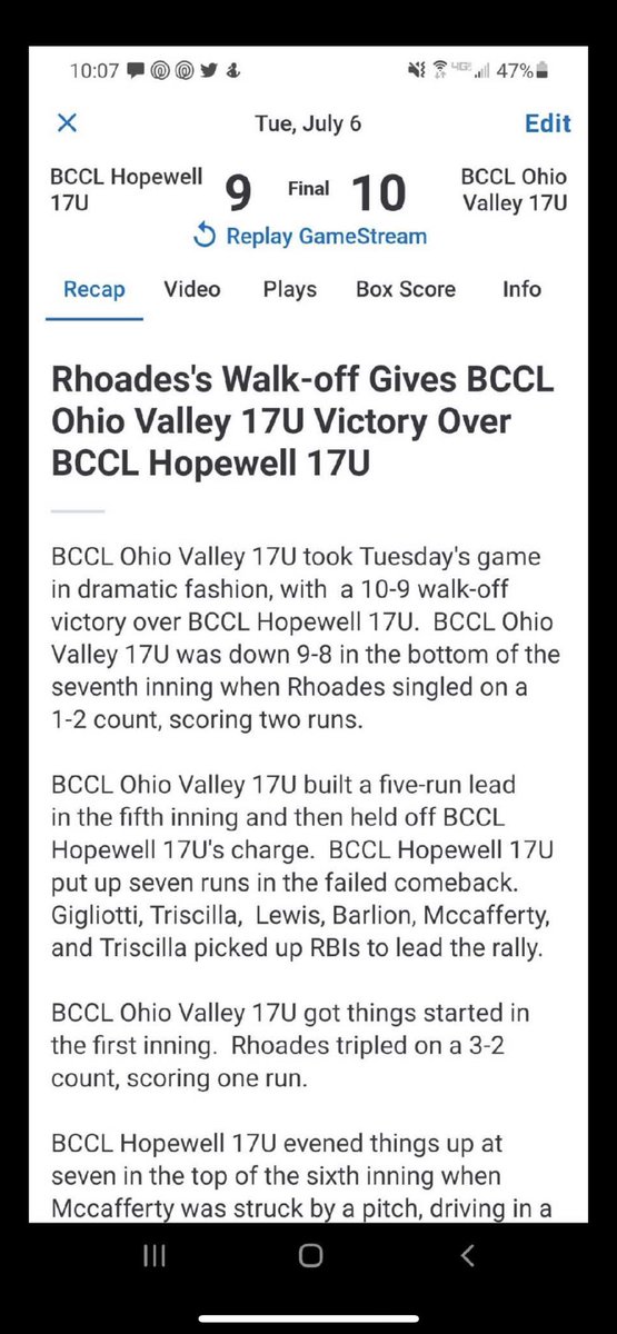 HunterRhoades10's tweet photo. Walkoff//Summer Baseball #CollegeBaseball #highschoolbaseball #uncommitted #walkoff https://t.co/6lO8D2tSLD