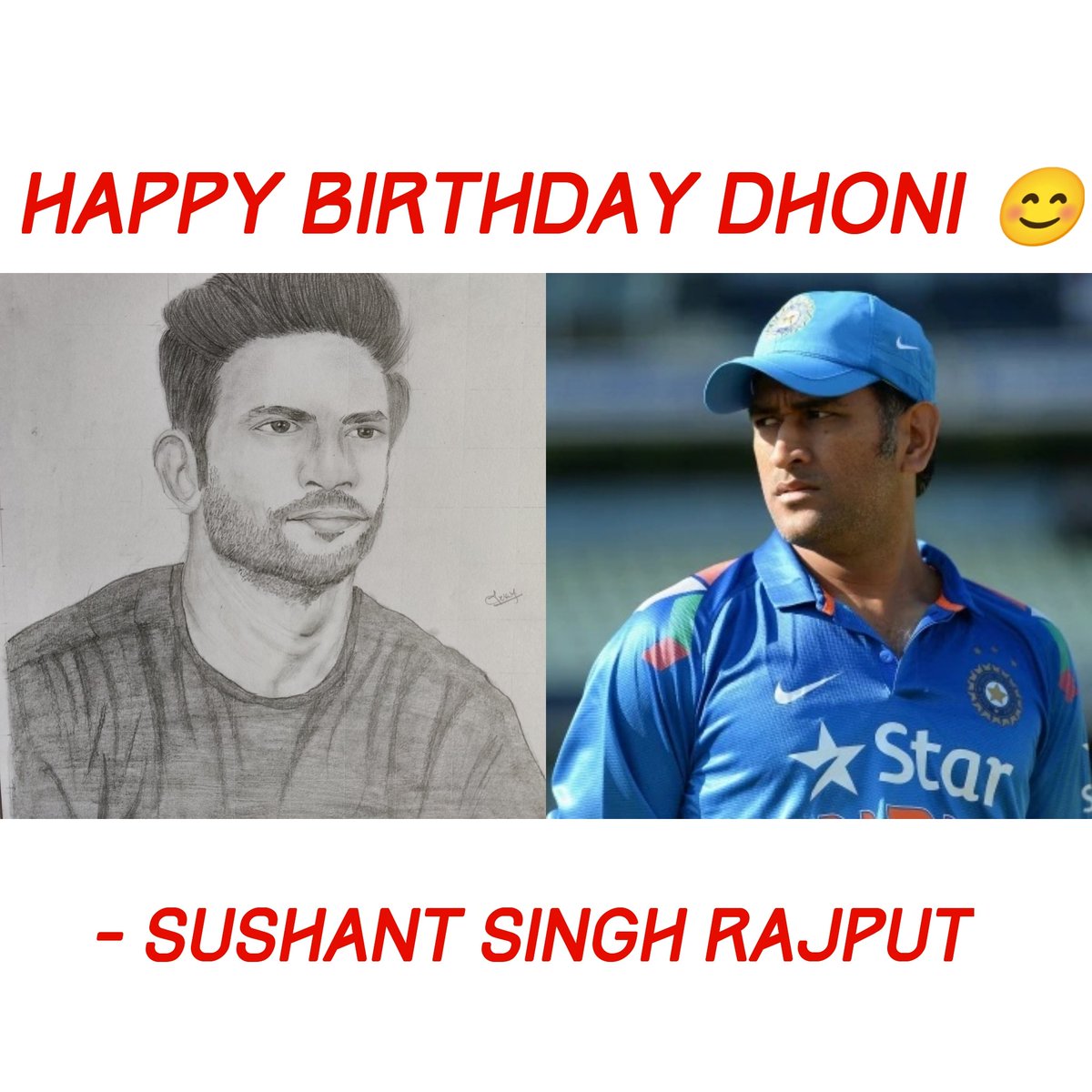 MonJenish's tweet photo. #HappyBirthdayDhoni #HappyBirthdayMSDhoni #HappyBirthdayMSD #HappyBirthdayLegend #captaincool #SushanthSinghRajput #DhoniBirthdaySpecial https://t.co/8jDhJNiI4W