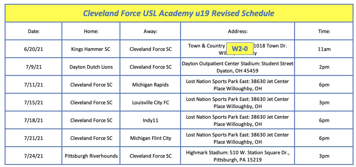 We have our Revised USL Academy U19 Schedule. Please DM for more info. I love our style of play and know you will too.  Please come out and support us! <a href="/ClevForceSC/">Cleveland Force SC</a> <a href="/ISC_Boys/">Cleveland Internationals Academy</a> <a href="/USL_Academy/">USL Academy</a> <a href="/USLLeagueTwo/">USL League Two</a> <a href="/USLChampionship/">USL Championship</a>