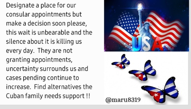 Maru8319's tweet photo. #POTUS
@whitehouse
@VP
#StateDept
@SenadorMenendez
@DickDurbin
#ReopenSINA
@AliMayorkas
@ABlinken
#FamiliesBelongTogether
#ReopenInterestOffice
#CubanFamilyMatters
@Cartajuanero
#ConsularServicesInCuba
#InterviewsInHavana
@Polo4Congress
@RepMcGovern
@EMandrala
@WHAAsstSecty https://t.co/jCF4KkczKG