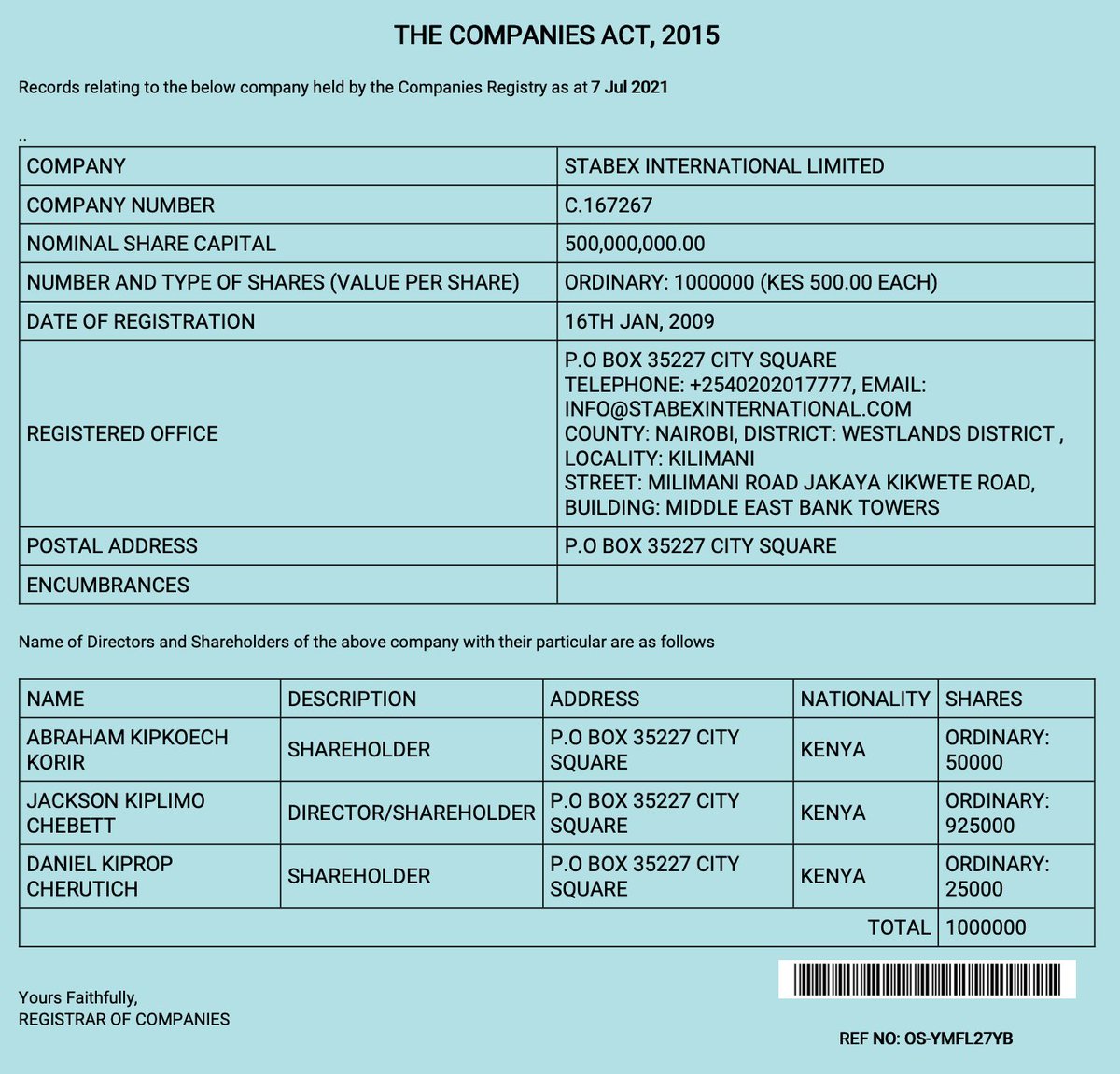 If NIS wants to follow the trail of Kenyan money, they need to look at this company. 

Since #TangaTanga is no my case, let's now fight. How was this company formed? How did it raise the share capital? Who are the BENEFICIAL OWNERS? 

Why is it big in Uganda? #TutaelewanaTu