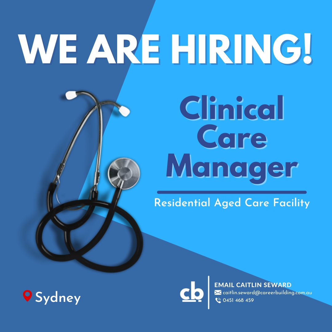 Are you eyeing a career change in aged care? We are looking for an experienced Clinical Service Manager to lead their Residential #agedcare facility near Sydney. 

#careerbuilding #jobsearch2021 #agedcarejobs #ClinicalServiceManager #jobhunt2021