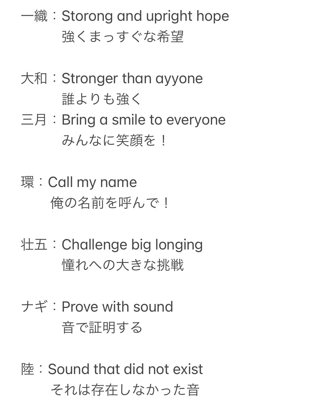 みー な アイナナ6周年のティザー広告 16人の英語の意味を訳してみました 感動して 語彙力を失ってます 16人がアイドルとして Idolish7 Trigger Re Vale Zoolとして 彼らは何者にだってなれる アイナナの日 ありがとうアイドリッシュ