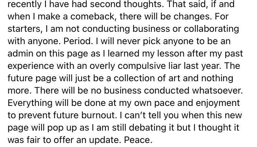 PicsRy's tweet image. So I am thinking about making a comeback, but if I do, it will be different. There will be no business oriented approaches, no collaborations, especially with any lying-clown pigs, and no cringeworthy name changes.