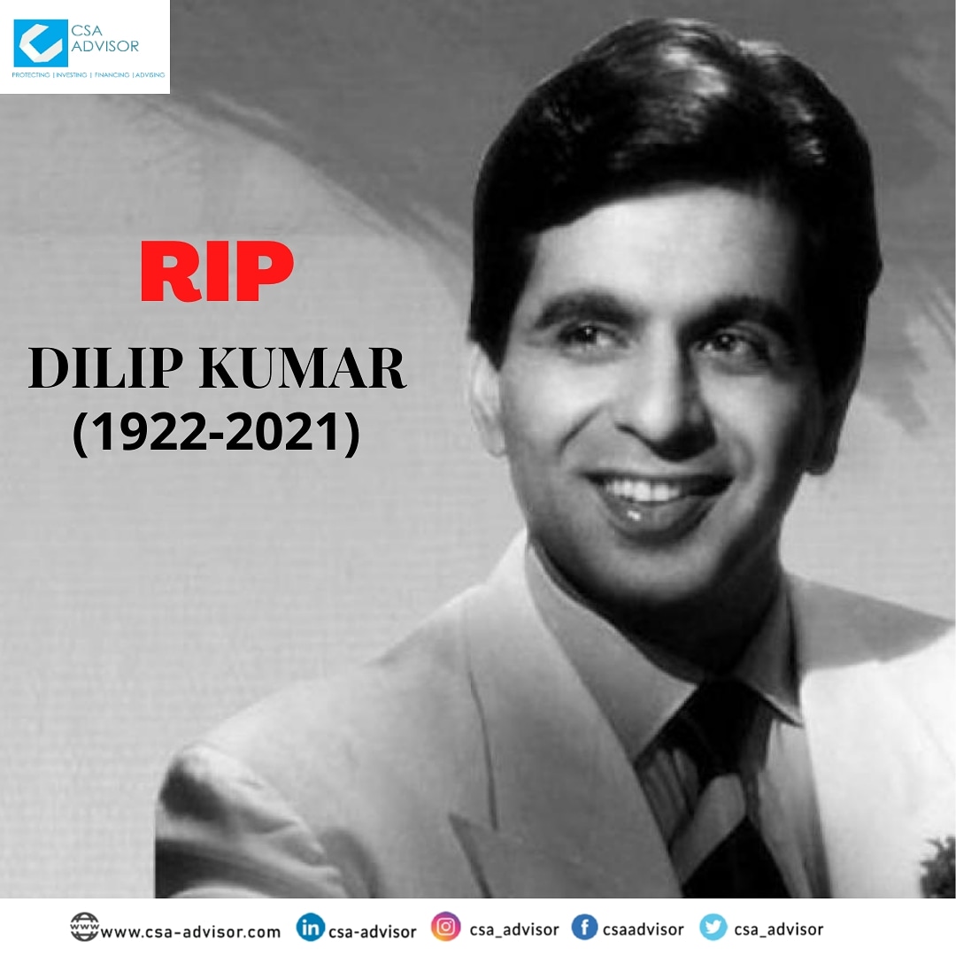 Veteran actor Dilip Kumar passed away at the age of 98
.
.
.
RIP Dilip Kumar 🙏
.
.
#dilipkumar #ripdilip #actor #dilipkumarsahab #legend #csaadvisor #csamanagementconsultantprivatelimited