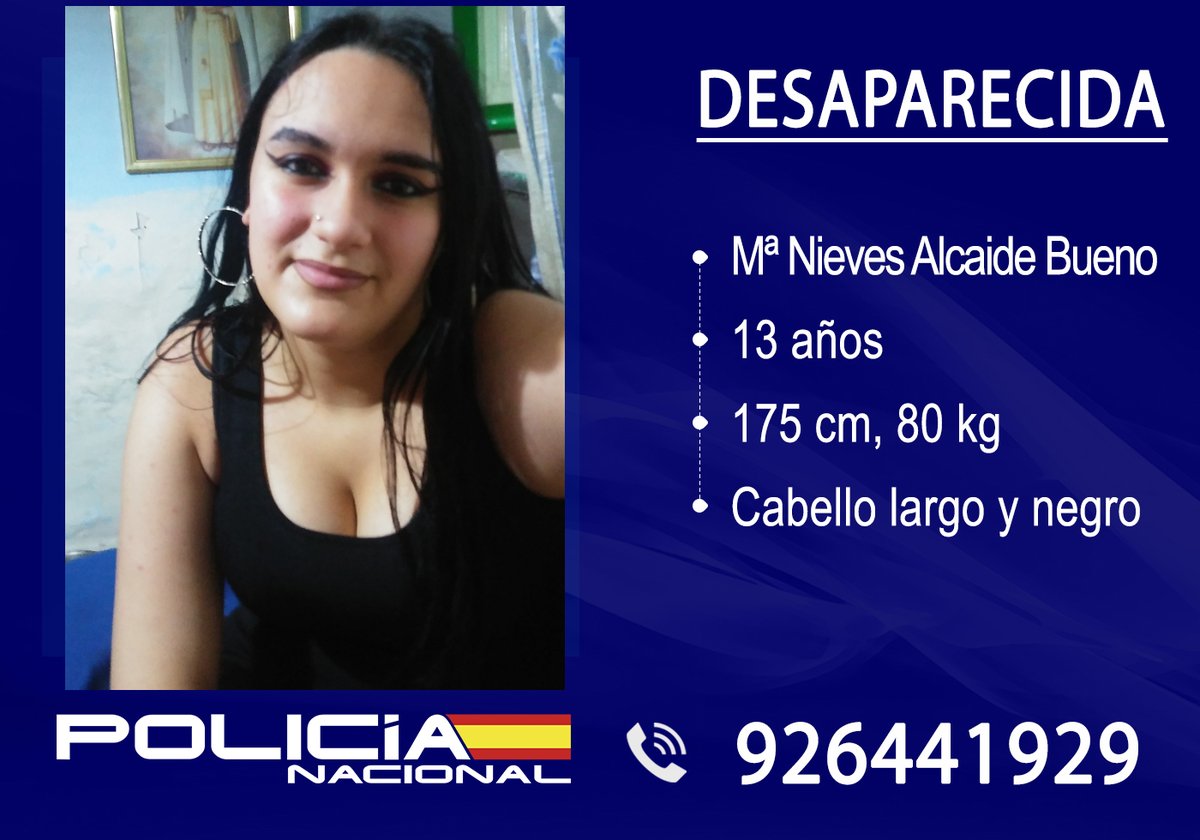 policia's tweet image. ⚠IMPORTANTE⚠

María Nieves ha #desaparecido en #Puertollano (#CiudadReal)

Tiene 13 años

Si la has visto, por favor, llámanos📞: 926 44 19 29

Tu RT no cuesta nada y puede ayudar a encontrarla 🙏