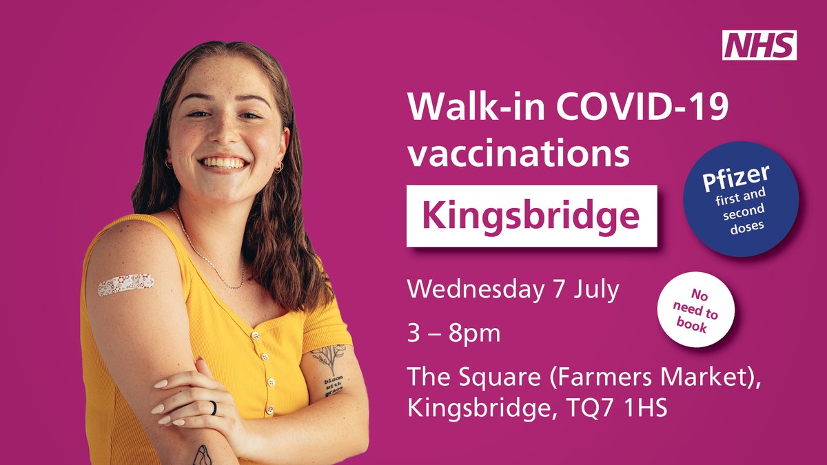 Walk in Vaccination Clinic - today in Kingsbridge

😀 3-8PM
😀 The Square (Farmers Market)
😀 Pfizer Vaccine

No need to book